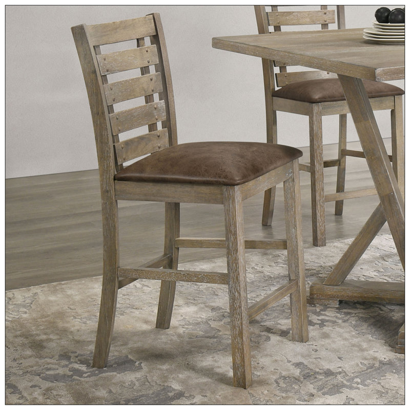 Ensemble de 2 chaises de salle à manger à hauteur de comptoir de style rustique moderne en bois massif