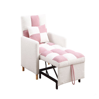Convertible Sleeper Sofa Chair Bed, Adjustable Chair with Pillow, Multi-Functional Sleeper Chair with Soft Teddy Fabric for Living Room, Dorm, Apartment, Bedroom or Office