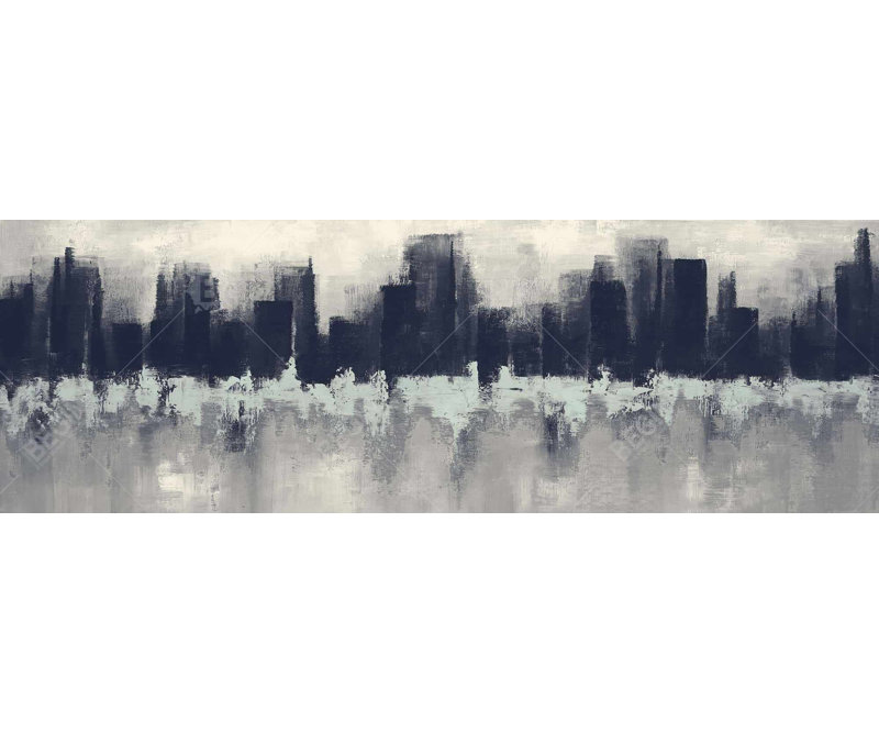 City par Sponge Technique Canvas | Décoration de chambre Shapes City, H 16 po x l 48 po