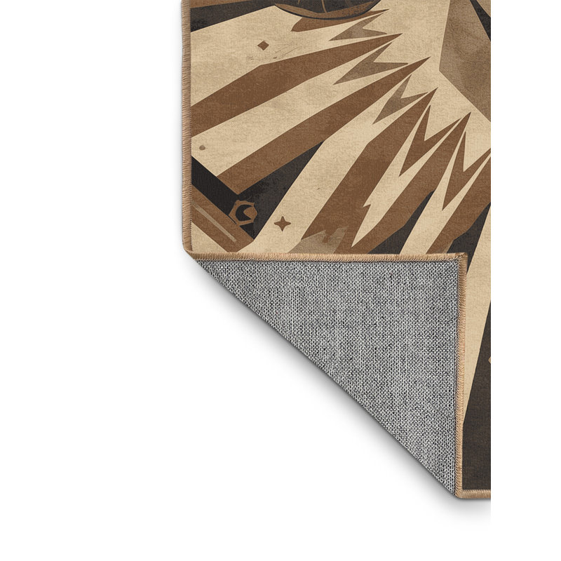 Machine Washable Pantelie Bold & Eclectic Modern Starburst Rug in Brown – LightBrown Binding, 6 x 9
