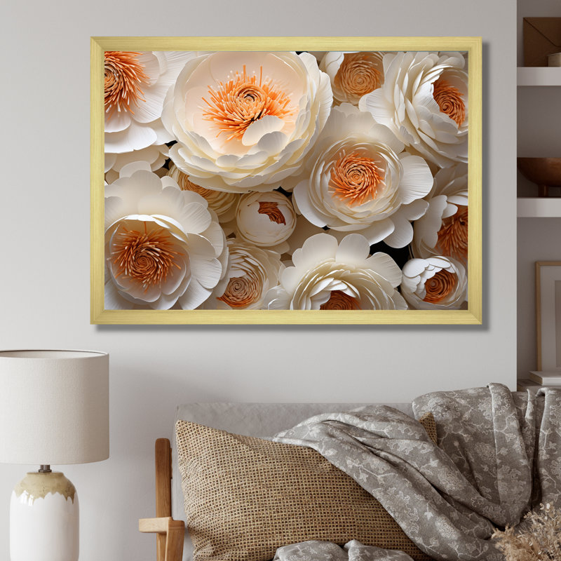 Ranunculus Radiance Treasure II, Cadre doré simple, H 30 po x l 40 po x P 1,5 po