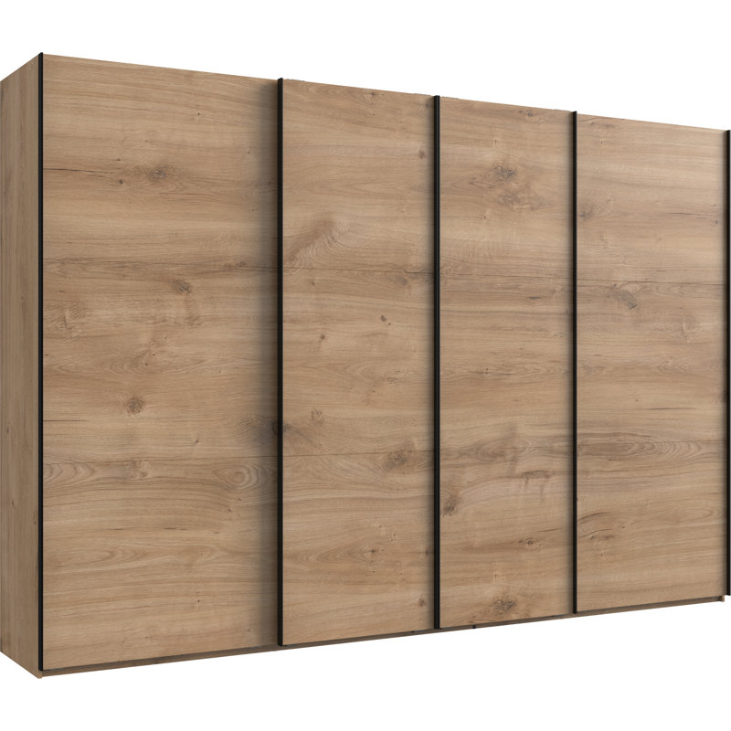 Guardino 4 Door Wardrobe, 216cm H x 350cm W x 65cm D, Plank Oak