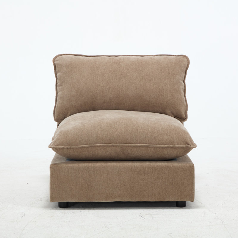 31.5" Heffernan Accent Chair Modular Sectional Sofa, Khaki Chenille
