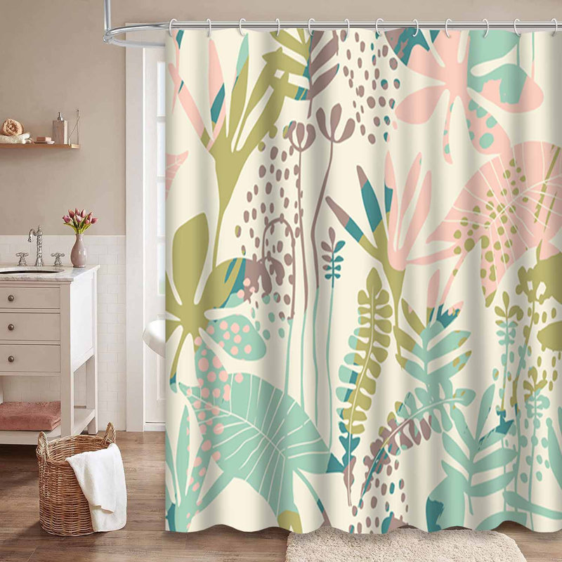 Rideau de douche imperméable avec 12 crochets Modern Florals, L 72 po x l 84 po