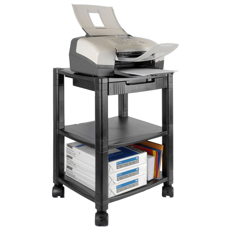 Kantek Three-Shelf Printer Stand 24.25'' H x 17'' W Printer Stand with Wheels