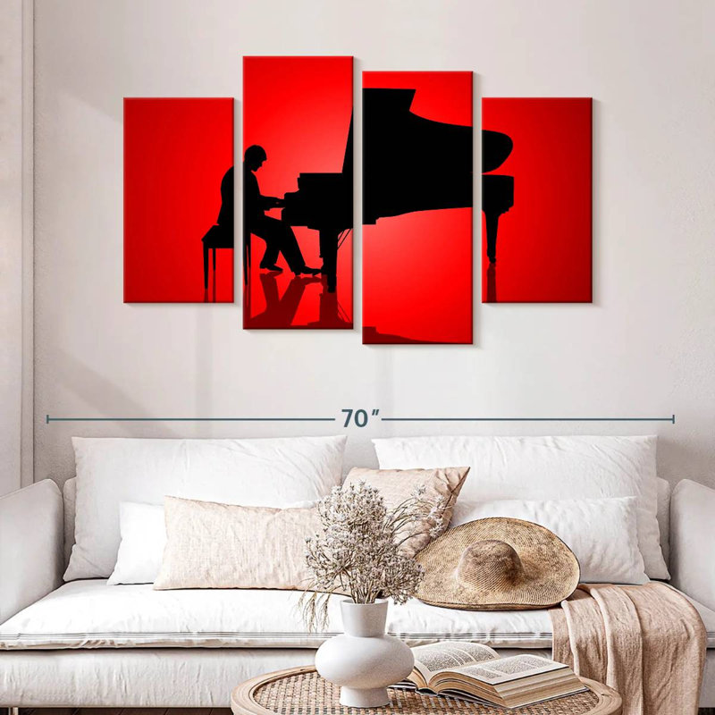 Silhouette de pianiste Abarca, H 32 po x l 52 po