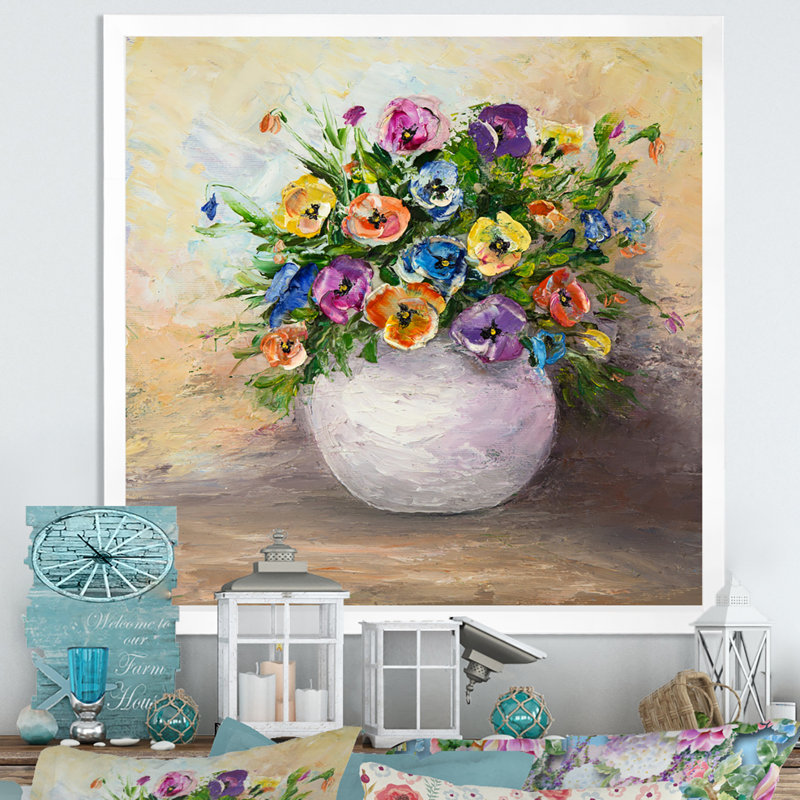Bouquet de belles tulipes - œuvre d'art traditionnelle sur toile, H 30 po x l 30 po x P 1 po, Toile blanche avec cadre photo