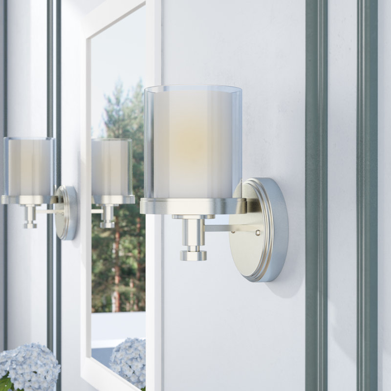 Tussey Dimmable Vanity Light, Brushed Nickel/ Clear Outer with Frosted Inner