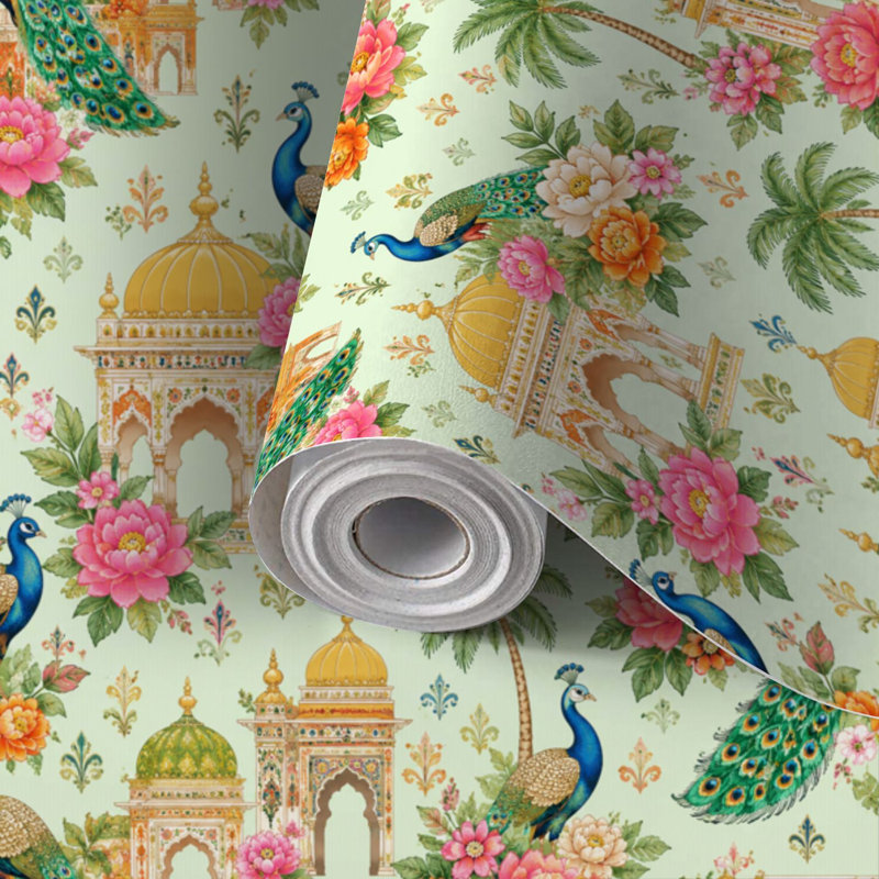 Rouleau de papier peint adhésif autocollant amovible Majestic Indian Ornate, 22,8 po x 118 po, Couleur 5