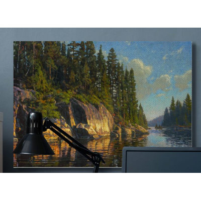 «Sunrise River Bank Reflective Water» par Bruce Miller - reproduction d'art
