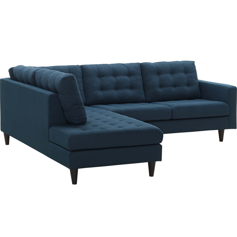 Modway Empress 2 Piece Upholstered Fabric Sectional, Azure, Left Hand Facing
