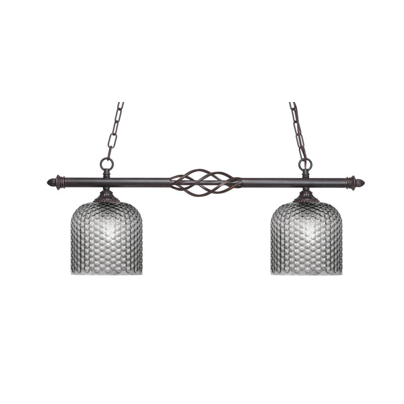Éclairage pour îlot 2 lumières Elegante, H 12,75 po x l 31,50 po x P 7,50 po, Noir / transparent