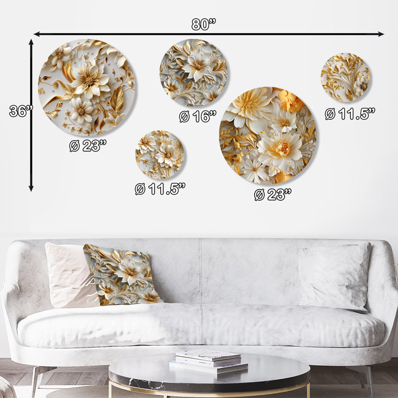 Billie - Ensemble abstrait d'art mural rond glamour de 5