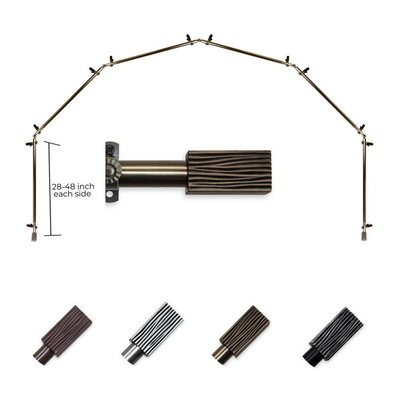 Tringle à rideaux simple ajustable avec baie vitrée de 0,81 po, Laiton antique, 28 po à 48 po (chaque côté)