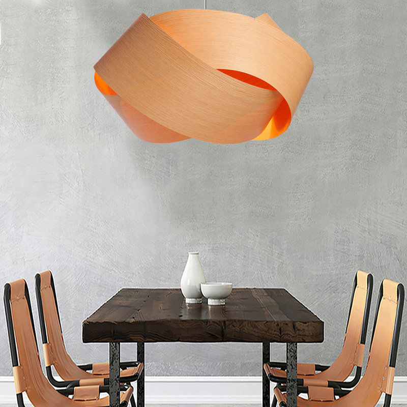 Serene Grande LED Chandelier, White Oak, 12" H x 17" W x 19" D