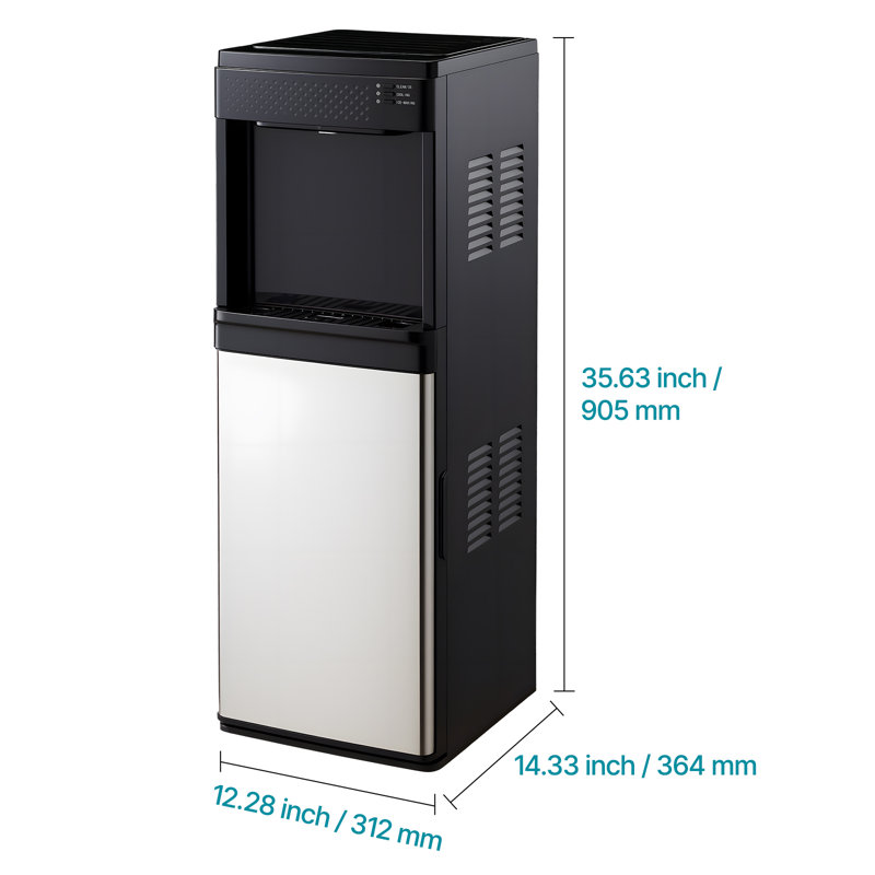 Distributeur d'eau avec machine à glaçons, distributeur d'eau sur pied 3-en-1, 33 LBS / 24H, 9 cubes / 7 minutes de fabrication de glace rapide avec 1,3 LBS de rangement, cubes de glace et eau froide, pour la maison, la cuisine, la fête