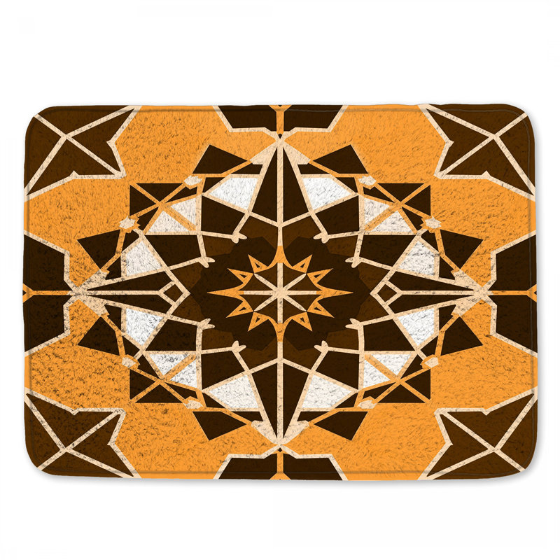 Tapis de bain mandala orange et brun, L 24 po x L 17 po
