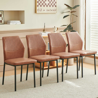 PU Leather Dining Chairs Set Of 4, Brown