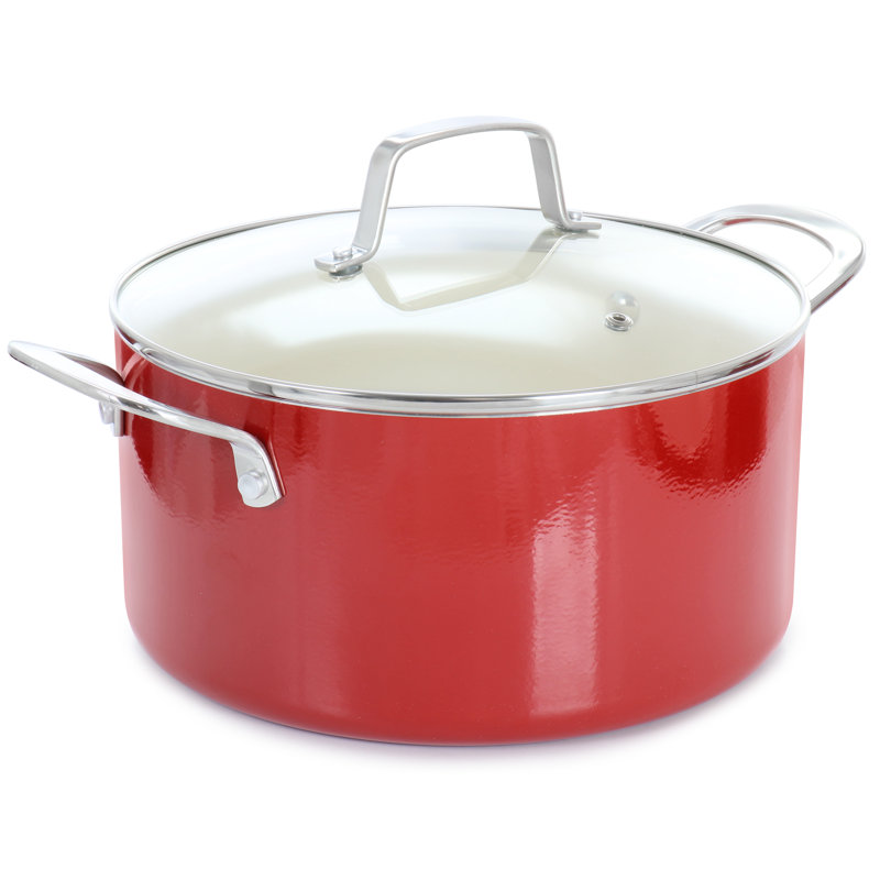 Ensemble de batterie de cuisine en aluminium 10 pièces, Rouge
