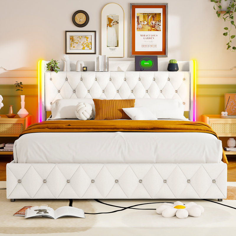 Upholstered Velvet Lift Up Storage Bed, Kingsize (5')