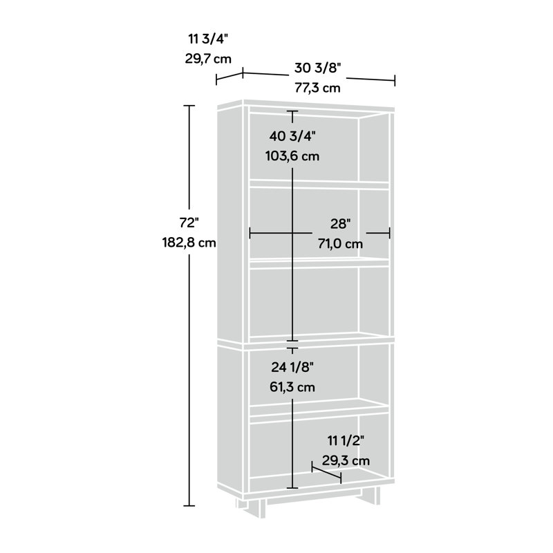 Gray Adjustable 5-Shelf Engineered Wood Bookcase