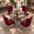 Burgundy Red Velvet-Gold Leg