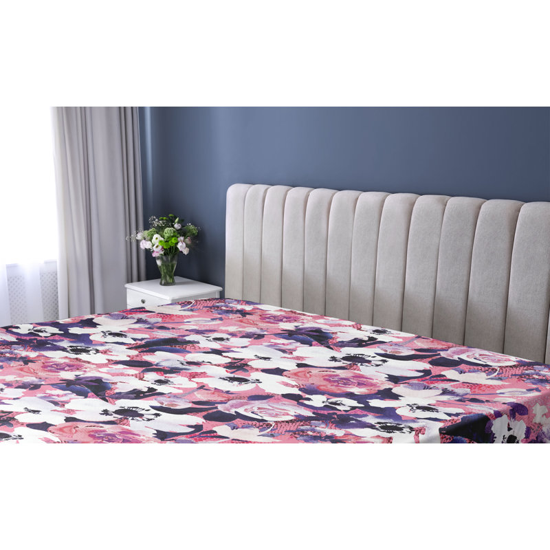Drap-housse Ambesonne, Drap-housse très grand californien, Rose pastel, blanc cassé / floral