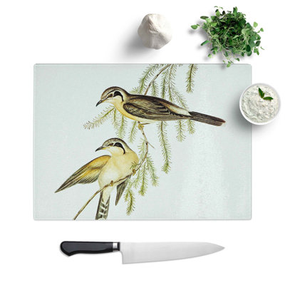 Tempered Glass Black-Eared Cuckoos Chopping Board
