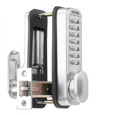 Serrure de porte mécanique sans clé, serrure de porte mécanique à 14 touches, poignée de porte à clavier mécanique, serrure de portail étanche sans clé en acier inoxydable à une face