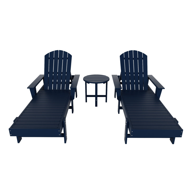 Altura Outdoor Chaise Lounge with Table, Navy Blue