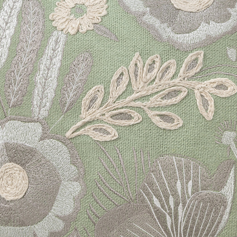 Coussin décoratif en coton tissé à la main Flint, 20 po x 20 po, Vert / gris / ivoire, Polyfill