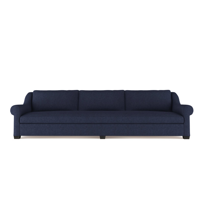 Canapé Thompson, H 32 po x l 96 po x P 41 po, Velours moelleux imprimé bleu, Naturel