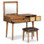 Ensemble de coiffeuse classique en bois avec miroir rabattable et tabouret pour la chambre à coucher