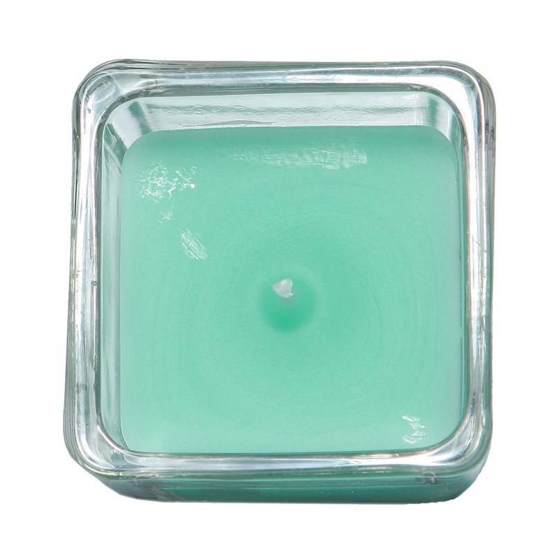 Bougie votive carrée en verre sans parfum, Aigue-marine, Ensemble de 12