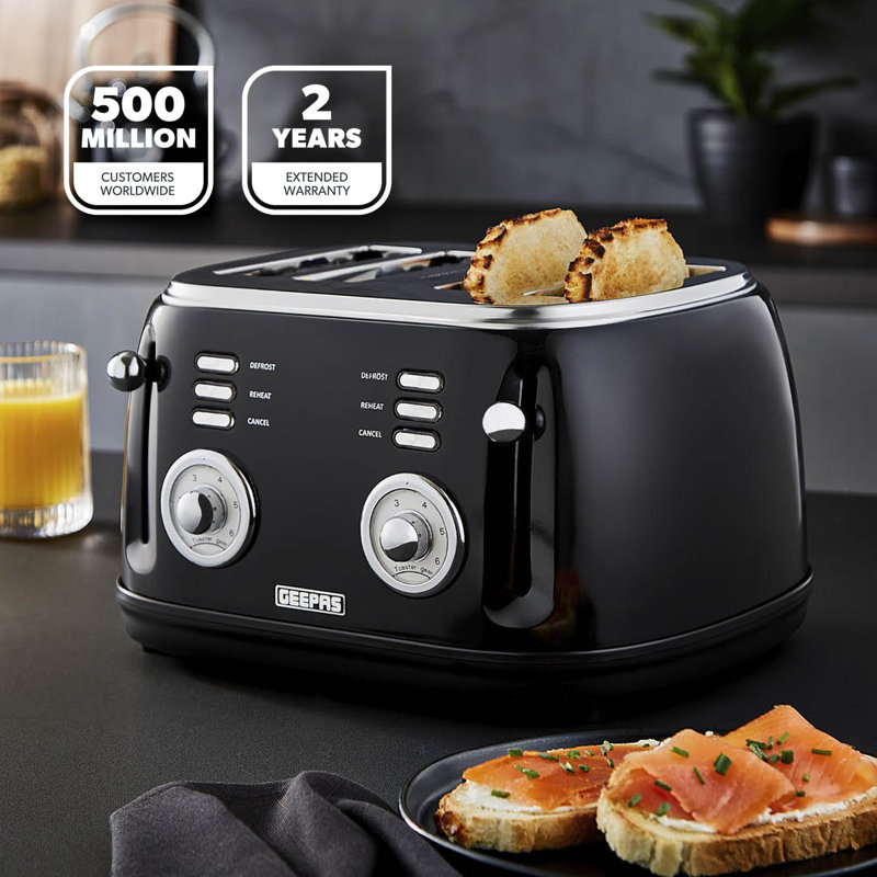 4 Slice Bread Toaster with 6 Level Browning Control, 1500W