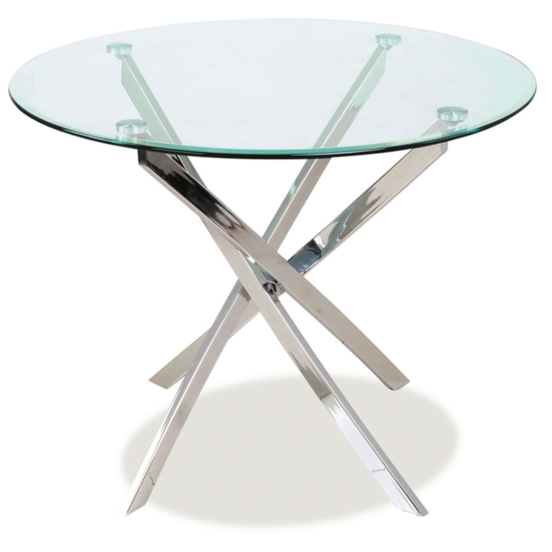 Avinsh Glass Top Metal Base Dining Table