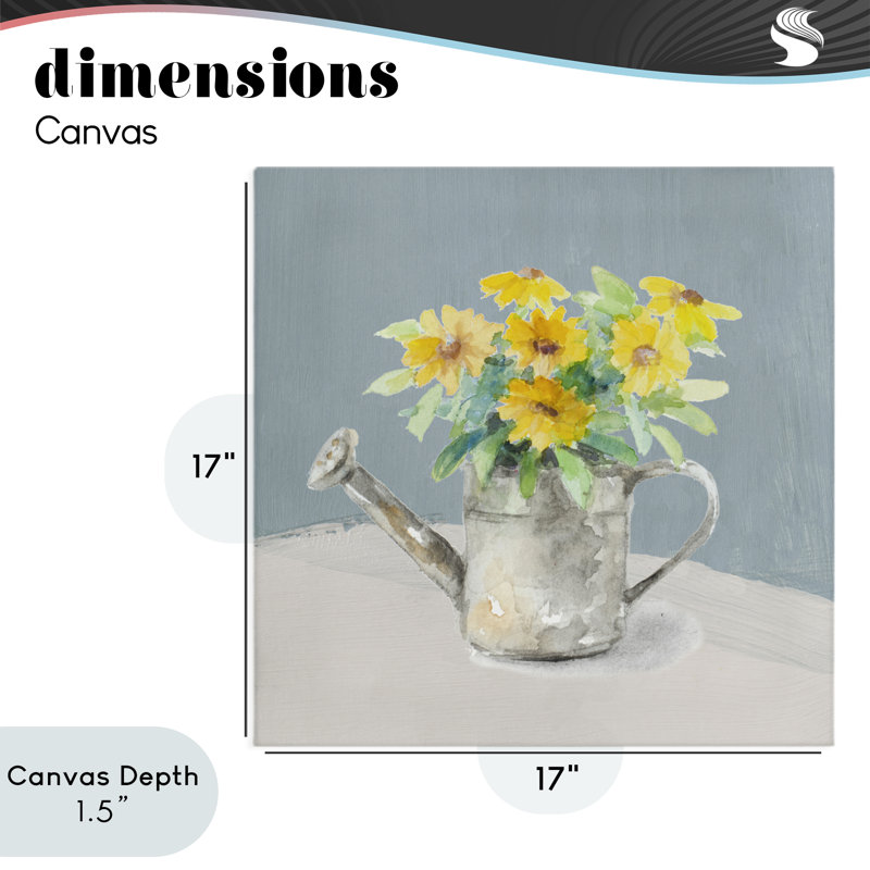 «Daisies in Watering Can Canvas», conception par Lanie Loreth, H 17 po x l 17 po