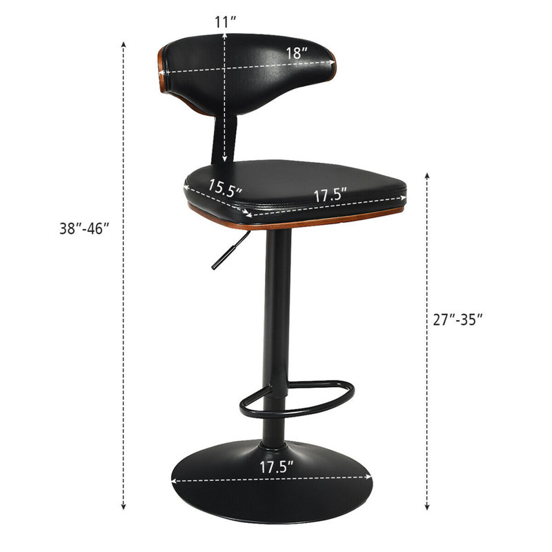Vedder Swivel Upholstered Adjustable Height Counter Stool with Solid Wood Frame