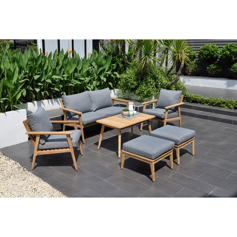 Tempo Eucalyptus 6 - Person Patio Conversation Set with Cushions