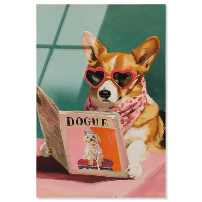 Décoration murale Corgi and Her, reproduction acrylique sur toile par Art Remedy, prête à être accrochée, 10 x 15