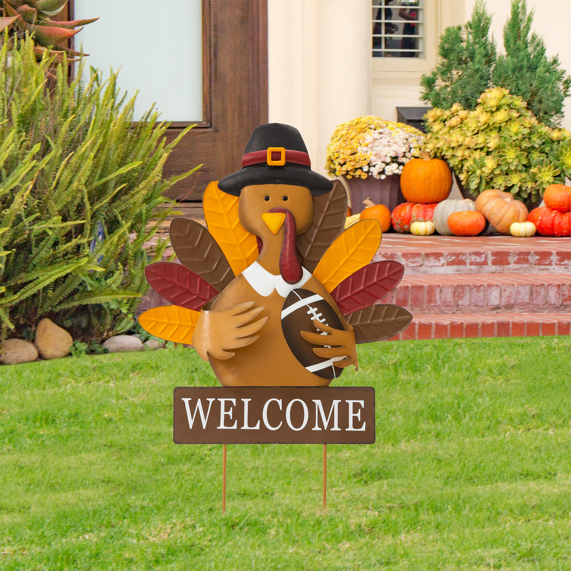 Decorations 2 PCS Thanksgiving Scarecrow Yard Signs with Stakes