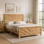Mobilier de chambre rustique en bois à motif chevron de très grand lit à finition naturelle 1pc-253660741