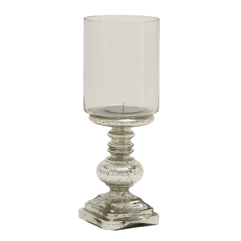 Lampe ouragan en verre tourné à la main avec verre au fini mercure