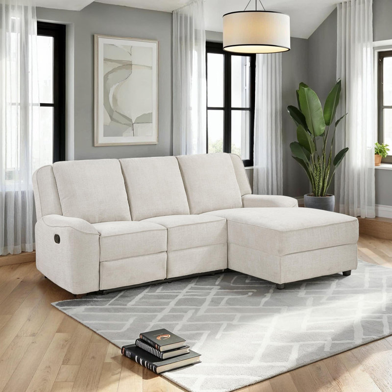 Canapé modulaire inclinable en chenille l 89,5 po Lashanda, Chenille beige