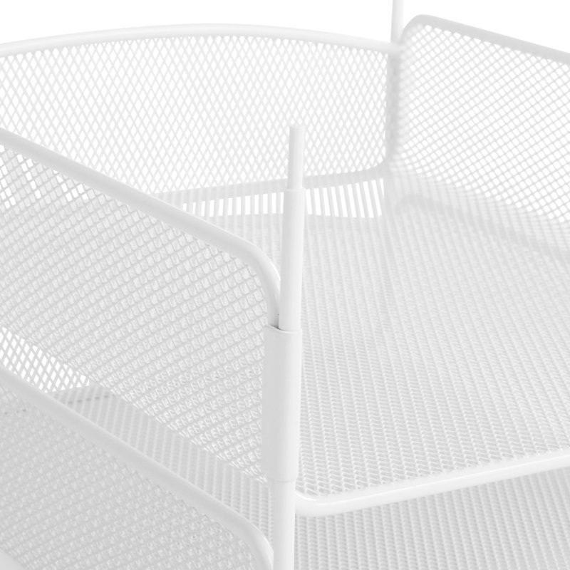 Sleek White Steel Mesh Triple Tray Desk Organizer