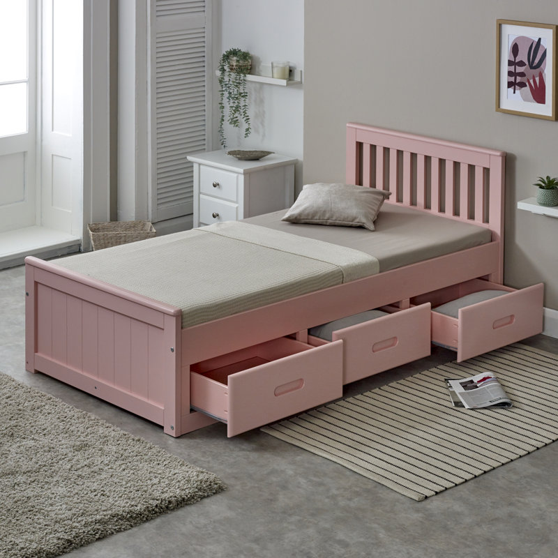 Vonore Single (3') Drawers Bed Frame, Pink