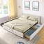 Structure de lit tapissier pour grand lit avec tissu en chenille épais, tête de lit confortable et tiroirs de rangement sous le lit pour les chambres à coucher modernes-433250599-433250597