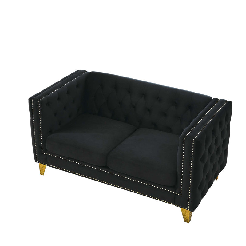 Adas 80.5'' Velvet Sofa, Black