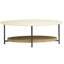Table basse ovale à plateau blanc avec plateau naturel et base métallique moderne - base blanche, décoration de salon