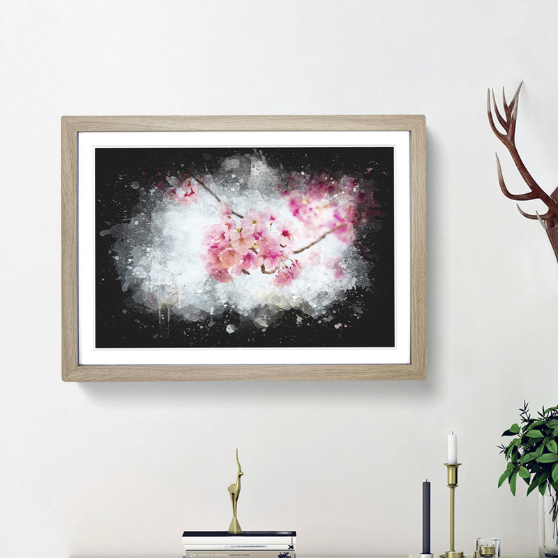 Pink Sakura Blossom Tree in Bloom - Picture Frame Graphic Art Print, 33cm H x 45cm W x 2cm D, Oak Framed